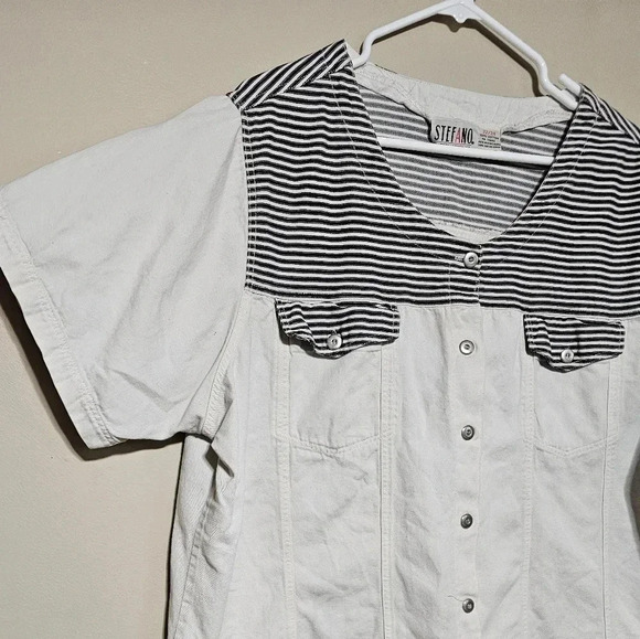 Vintage Stefano International Women's Size 22/24 Button Front Shirt Stripes - Picture 5 of 6